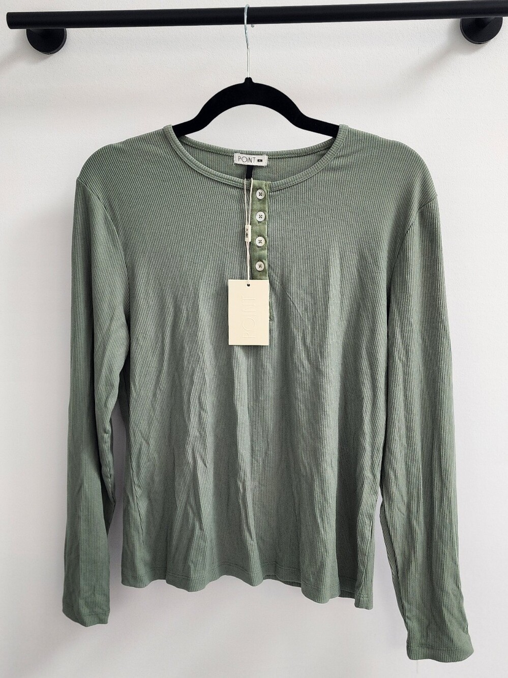 NWT POINT Ribbed Top in Sage Green